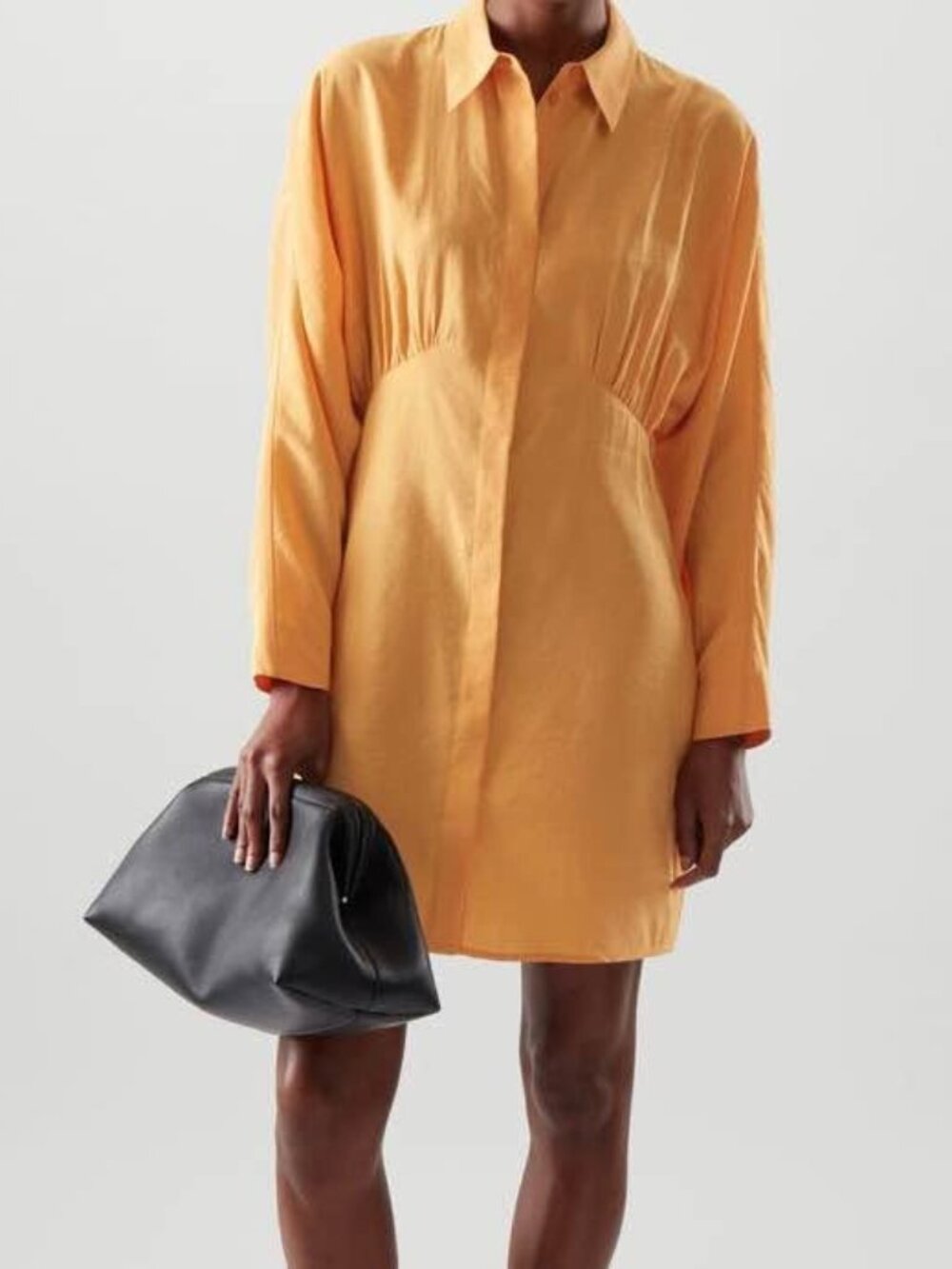 COS Long Sleeve Buttoned Collared Mustard Yellow NWT Midi Shirt Dress [size 12]